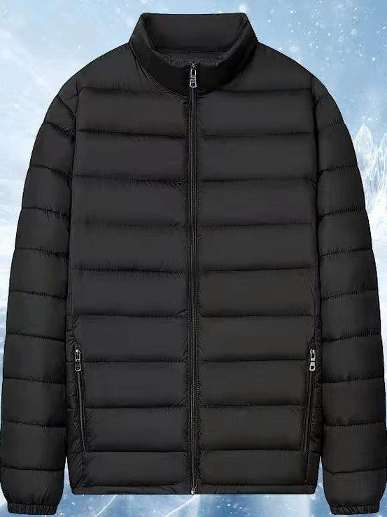 

Ultra-Thin Men's down Cotton Jaet Lightweight plus Size Fce-Lined Long Sle Slim Fit Spring Youth Trend Casual Coat