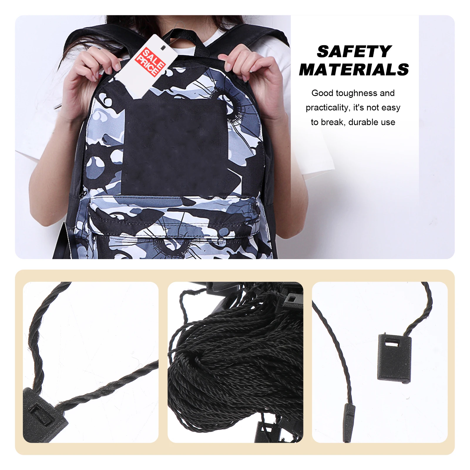 

1000pcs Garment Rope Clothing Price Fastener Snap Locks Secure Tag Ties Label Security Cord Clasp Shop Accessories Price