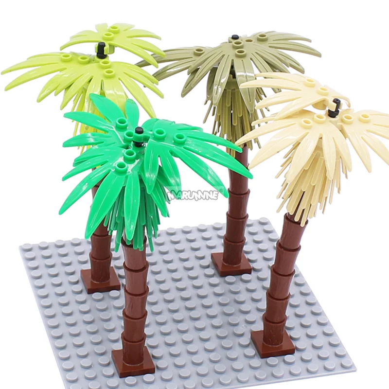 MARUMINE 4PCS Coconut Tree MOC City Plant Building Blocks Bricks Garden Bonsai Forest DIY Classic Model Kit 30338 30239