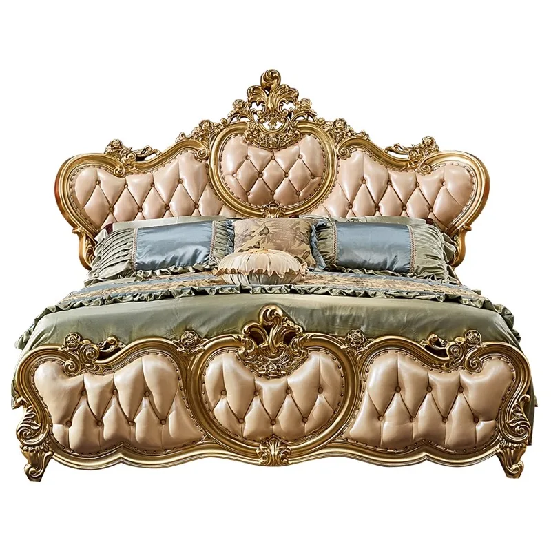

#European Style Solid Wood 1.8-meter Master Bedroom Large Double Wedding Bed Luxurious Villa Bedroom Furniture Home Furniture