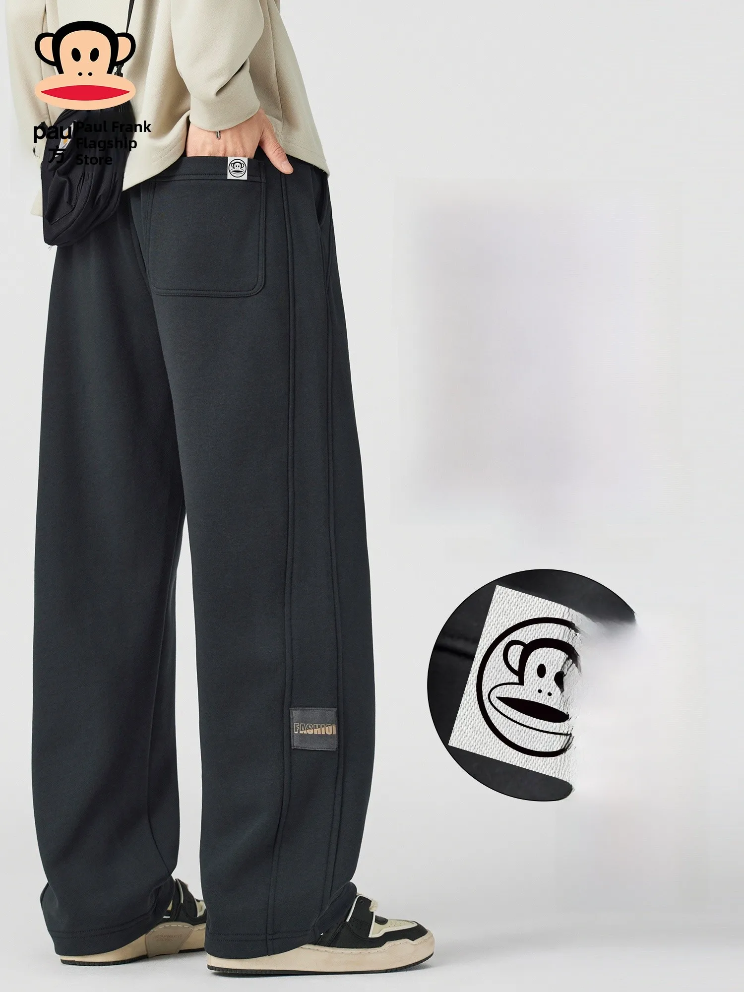 

Мужские повседневные брюки PaulFrank с флисовой подкладкой, утепленные, прямого кроя, весенние, новые, теплые, свободного кроя, спортивные штаны