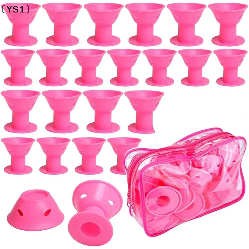 〔YS1〕20Pcs Silicone Hair Curling Rollers DIY Set Mushroom Bell Spiral Design Soft Easy Removal Curls Tool