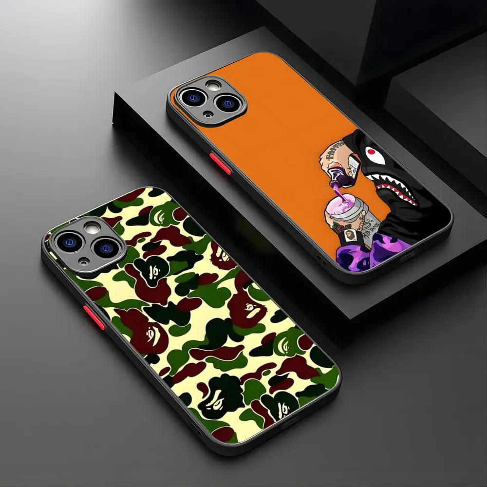 A-Bathing -Ape BE Phone Case luxury For iPhone 15 14 12 13 11 student Pro XR XS Max Mini X 7 8 Plus matte shell Cover