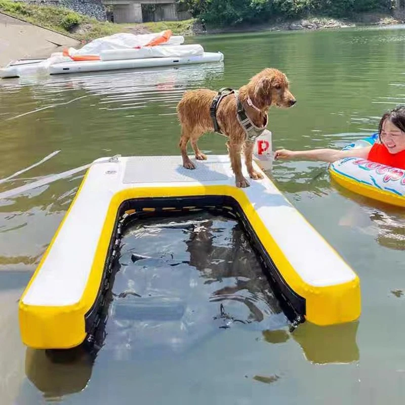 Inflatable Dog Float Board Slope Pet Water Toy Portable Floating Platform For Puppy Swimming Pool Outdoor Water Activities