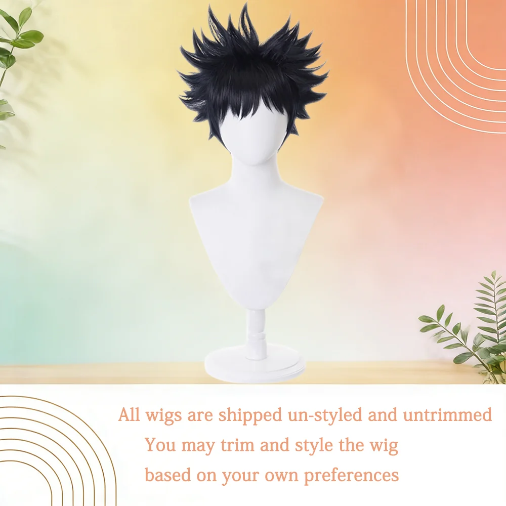 Megumi Fushiguro Cosplay Wig Jujutsu Kaisen Black Short Spiky Wig For Men Anime Costume Halloween Daily Wear Heat Resistant