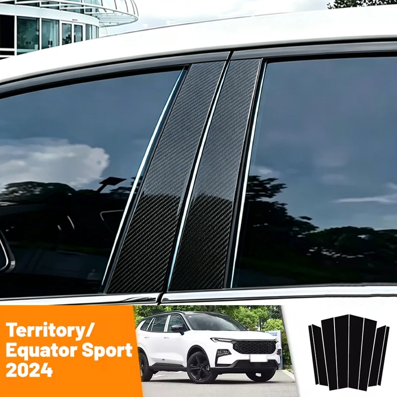 For Ford Territory Equator Sport 2024 Carbon Fiber Window Door Column Deal B C Pillar Post Cover Trim Sticker