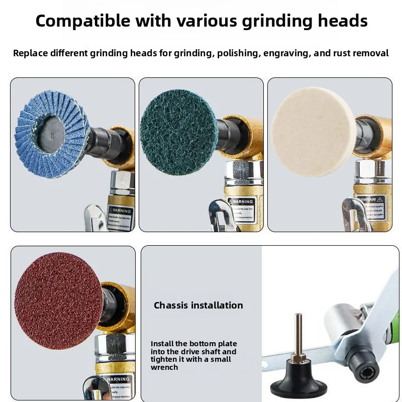 Pneumatic 90-Degree Angle Grinder, Right Angle Sanding Machine, Sanding and Polishing Machine, 3mm 6mm