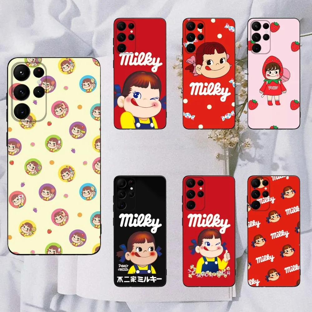 Fujiya Milky Peko-Chan  Phone Case For Samsung Galaxy A20,A21s,A22,A31,A32,A52,A53,A72,73,A80,A91 Soft Black Cover