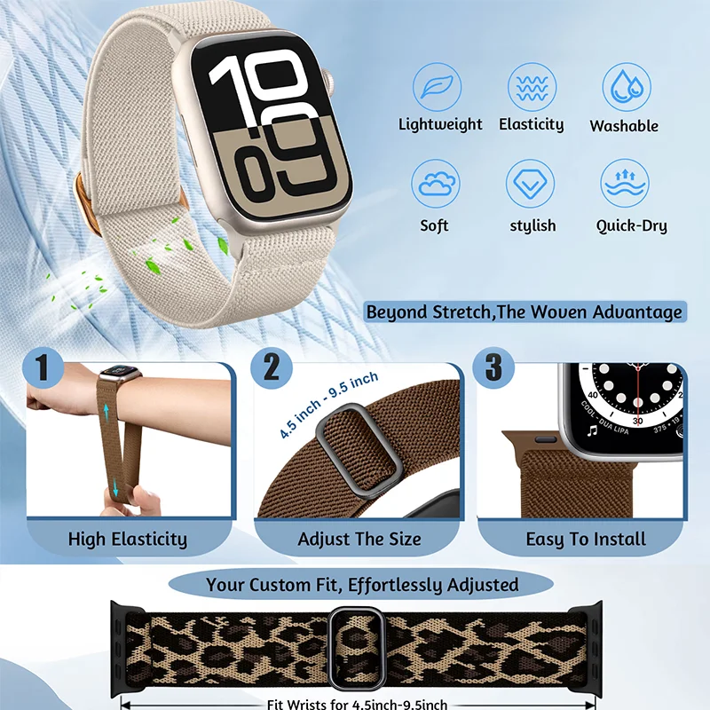 حزام مرن لساعة أبل 38 مللي متر 45 مللي متر 44/40/41 مللي متر سوار نايلون iWatch سلسلة 11 9 4 5 se 6 7 8 10 42/46 مللي متر Ultra 3/2 49 مللي متر #2