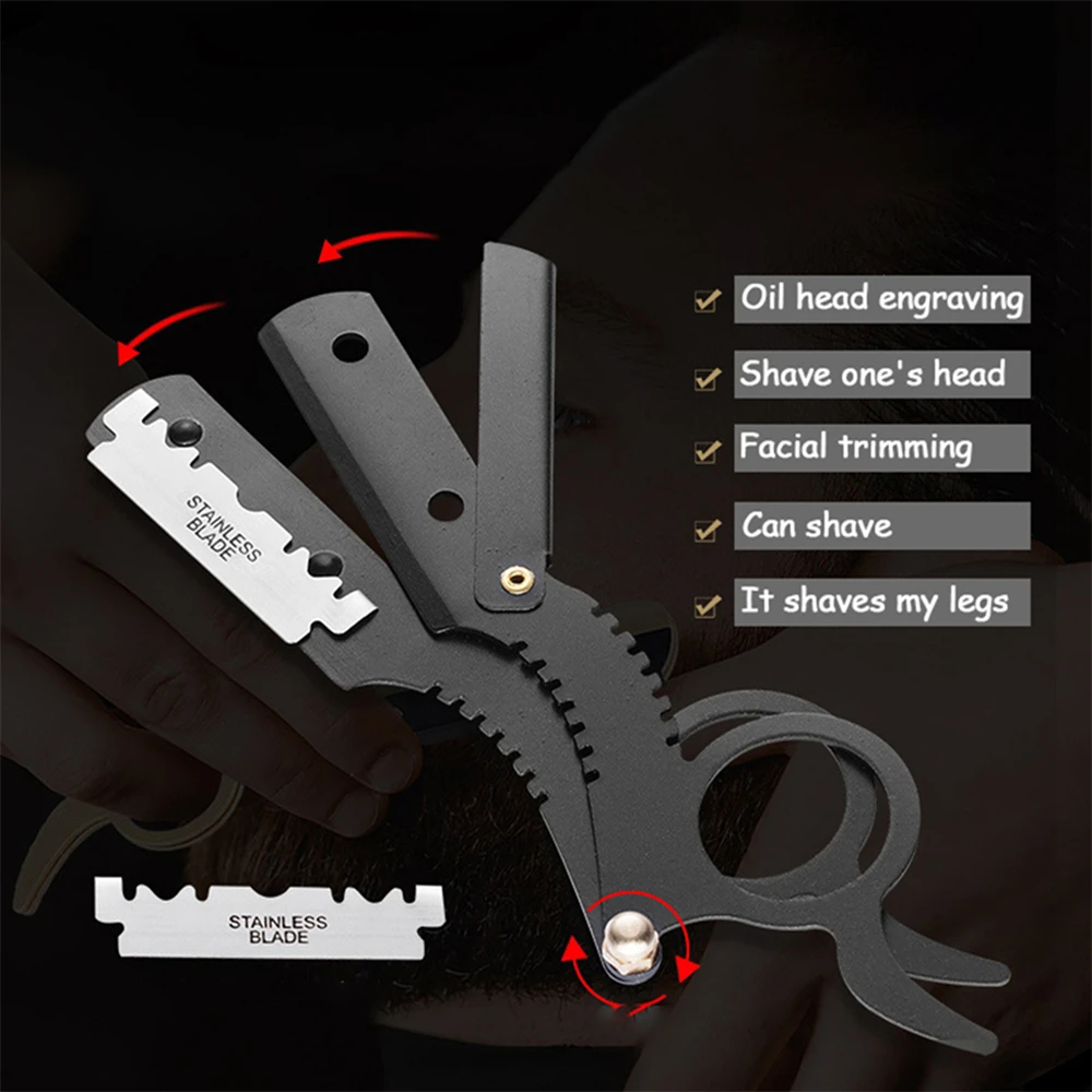 1 قطعة الرجال الحلاقة الفولاذ المقاوم للصدأ مستقيم الحلاق الحلاقة حافة الصلب اللحية ماكينة حلاقة سكين أدوات إزالة الشعر الحلاقة السلامة #3