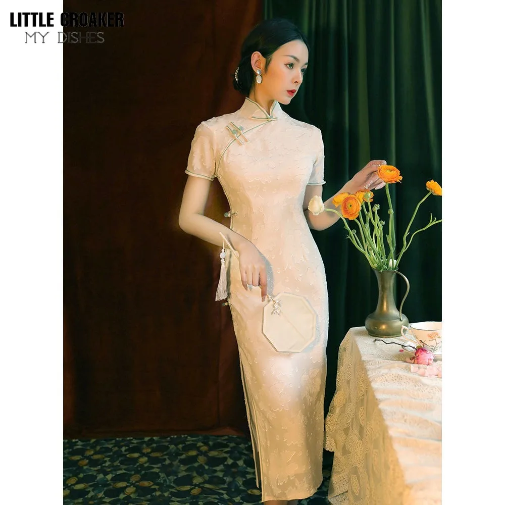 Qipao Cheongsam mejorado para mujer, vestido juvenil chino, gama alta, blanco, estilo nacional diario, verano, 2023