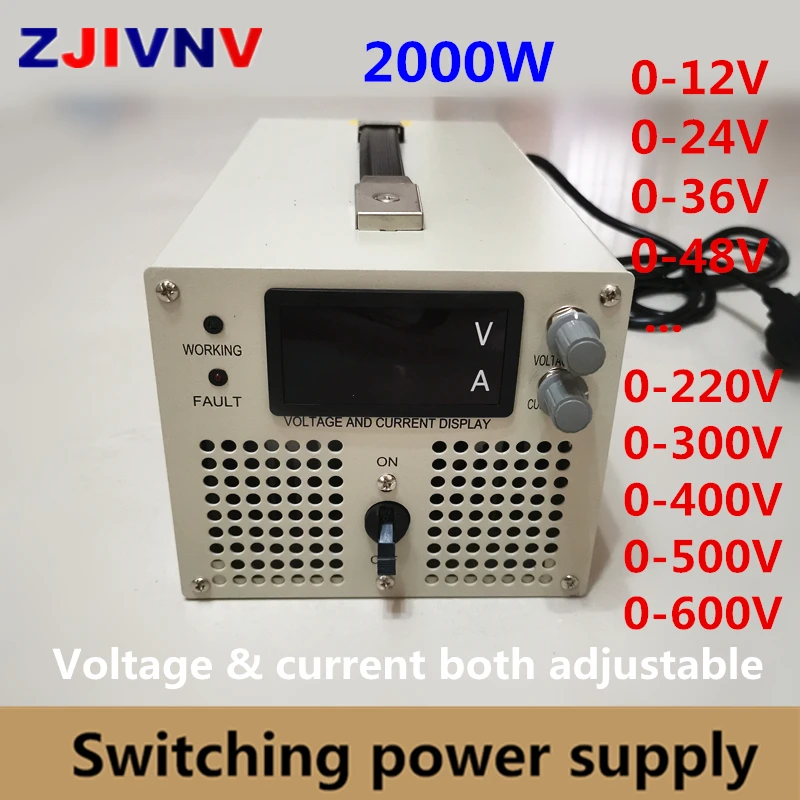 Switching power supply 2000w 24volts 83A output voltage current adjustable with display high quality battery charger LED driver