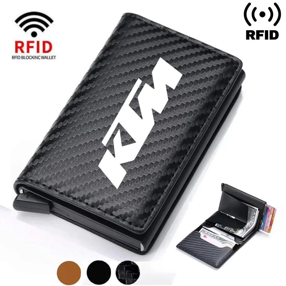 Rfid Credit Card Holder Men Wallets Bank Cardholder Leather Wallets For KTM Duke ADV SW RC 125 790 990 Super Adventure 1050 1290