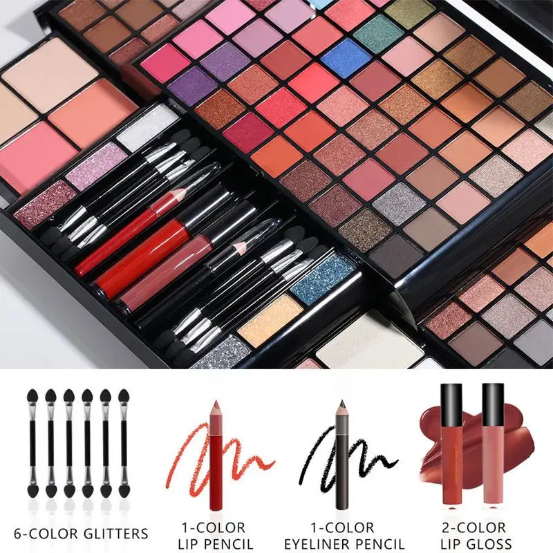 all in one face makeup kit Beginner Makeup Set Women Combination Kit  Eyeshadow Lipstick Lip Gloss Kit Blush Foundation Makeup