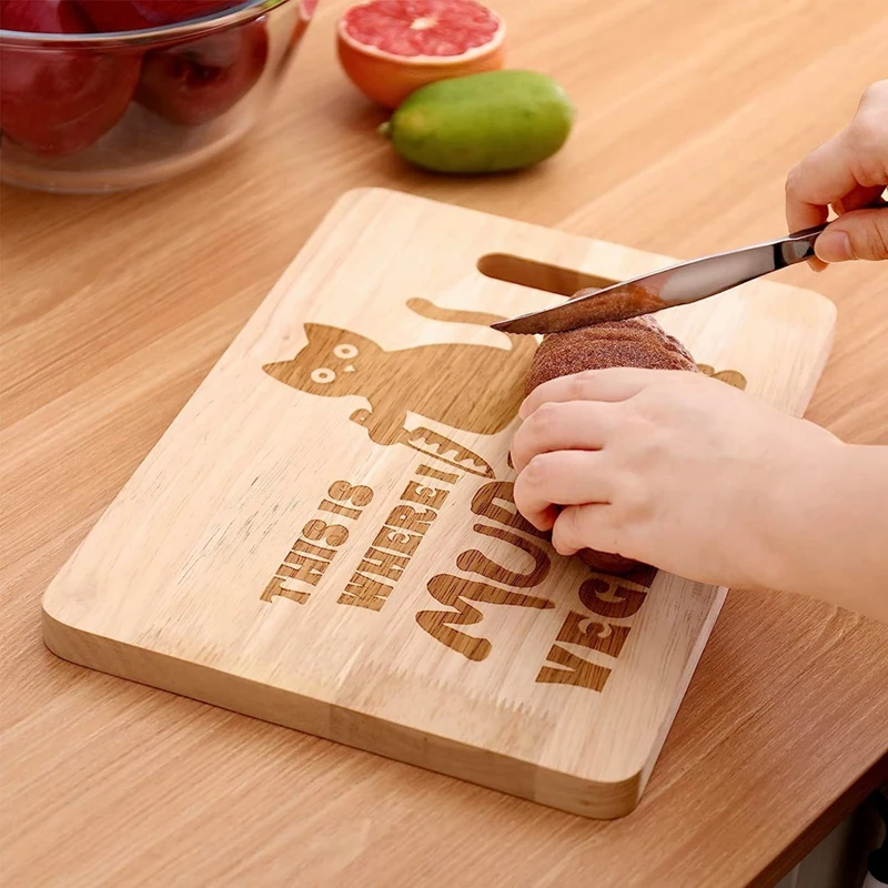 1 PCS Kitchen Chopping Board Funny Black Cat Cutting Board This Is Where I Murder Vegetable Wooden