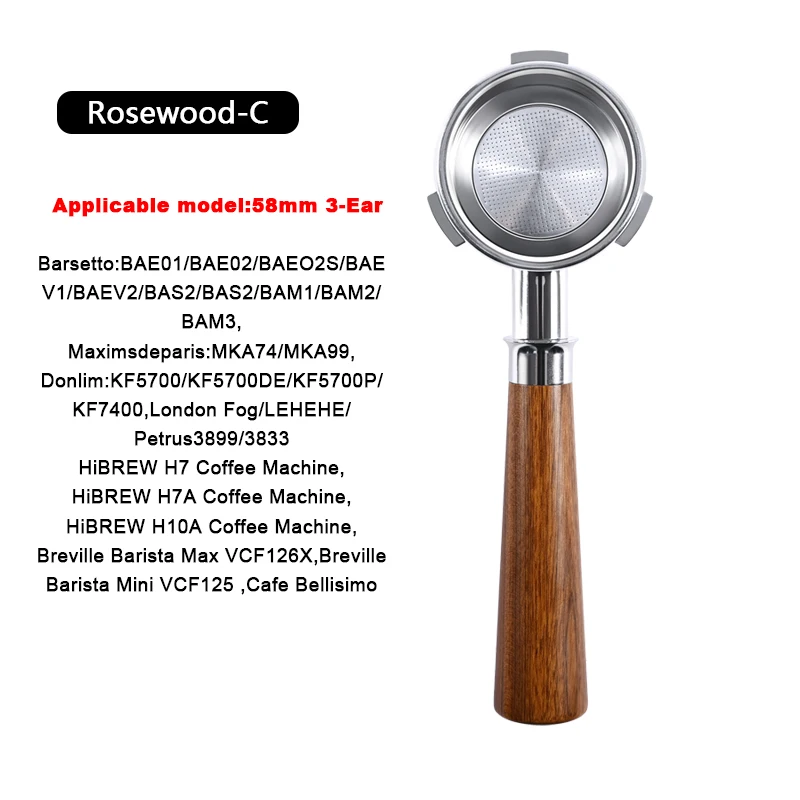 58mm 3-Loch Untergestellter Siebträger für Hibrew H7 H7a H10a Espresso, passend für Breville Barista Max/Mini/Signature Brühkorb, Barista-Werkzeuge