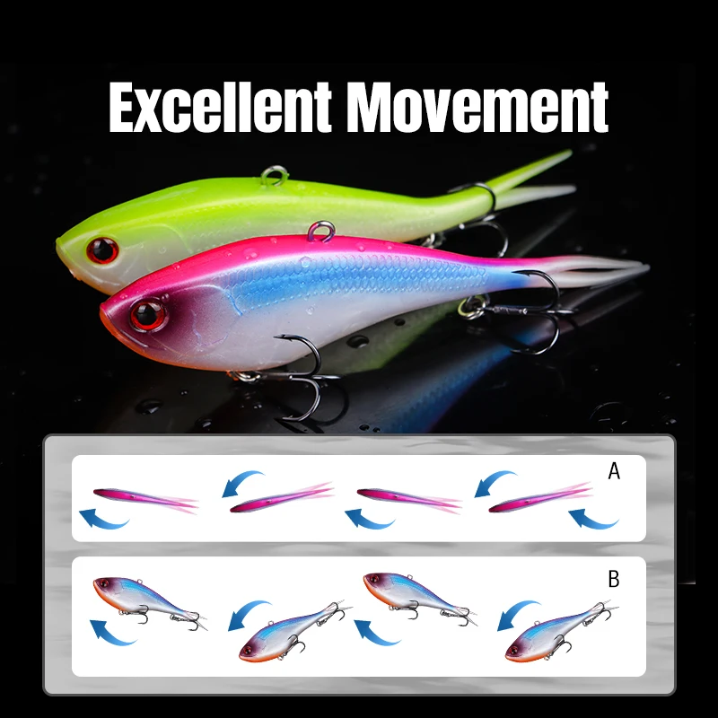 THORFORCE 130MM 60G Soft Plastic  Fishing Lures Sinking Silicone VIB Sinking Crankbaits Spinner Bass  Swimbait  Artificial Bait