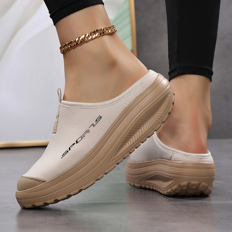 TUINANLE Women Shoes Summer Anti-slip Half Slippers for Couples Men'sThick Soled Height Increasing Walking Casual Shoes Zapatos