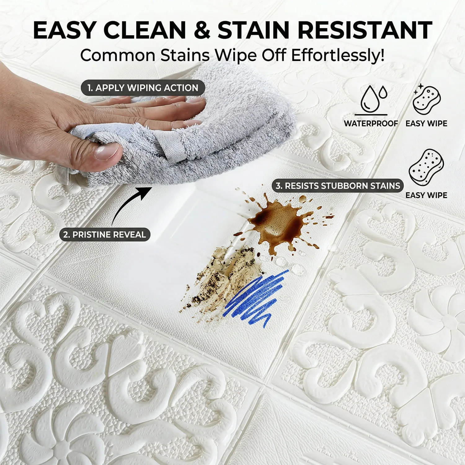 

1/5/10pcs 3D Wall Sticker Foam Self-Adhesive Anti-Collision Wallpaper Waterproof Ceiling Sticker for Kitchen Living Room Bedroom