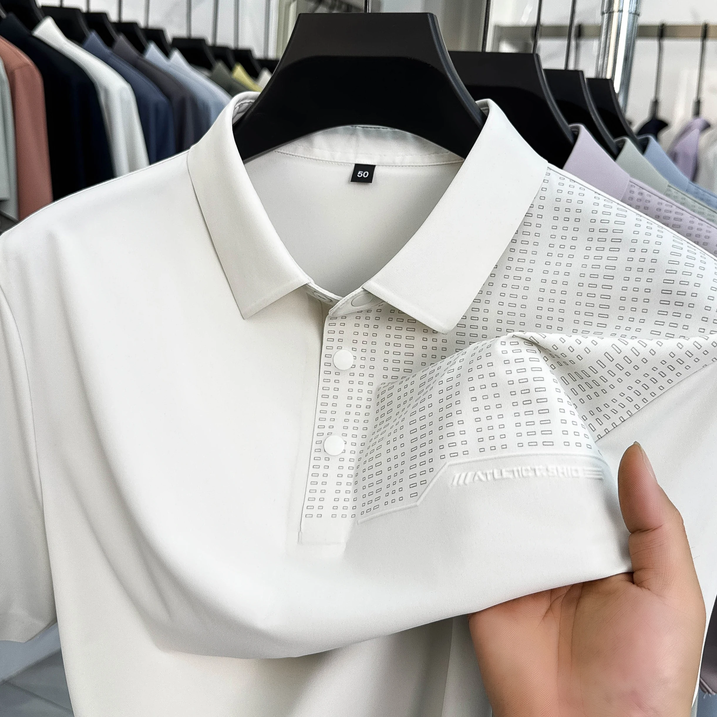 

Men’s Summer Polo Shirt | Seamless Design | Stretch Nylon Blend | Breathable Quick Dry | Wrinkle-Free Business Tee