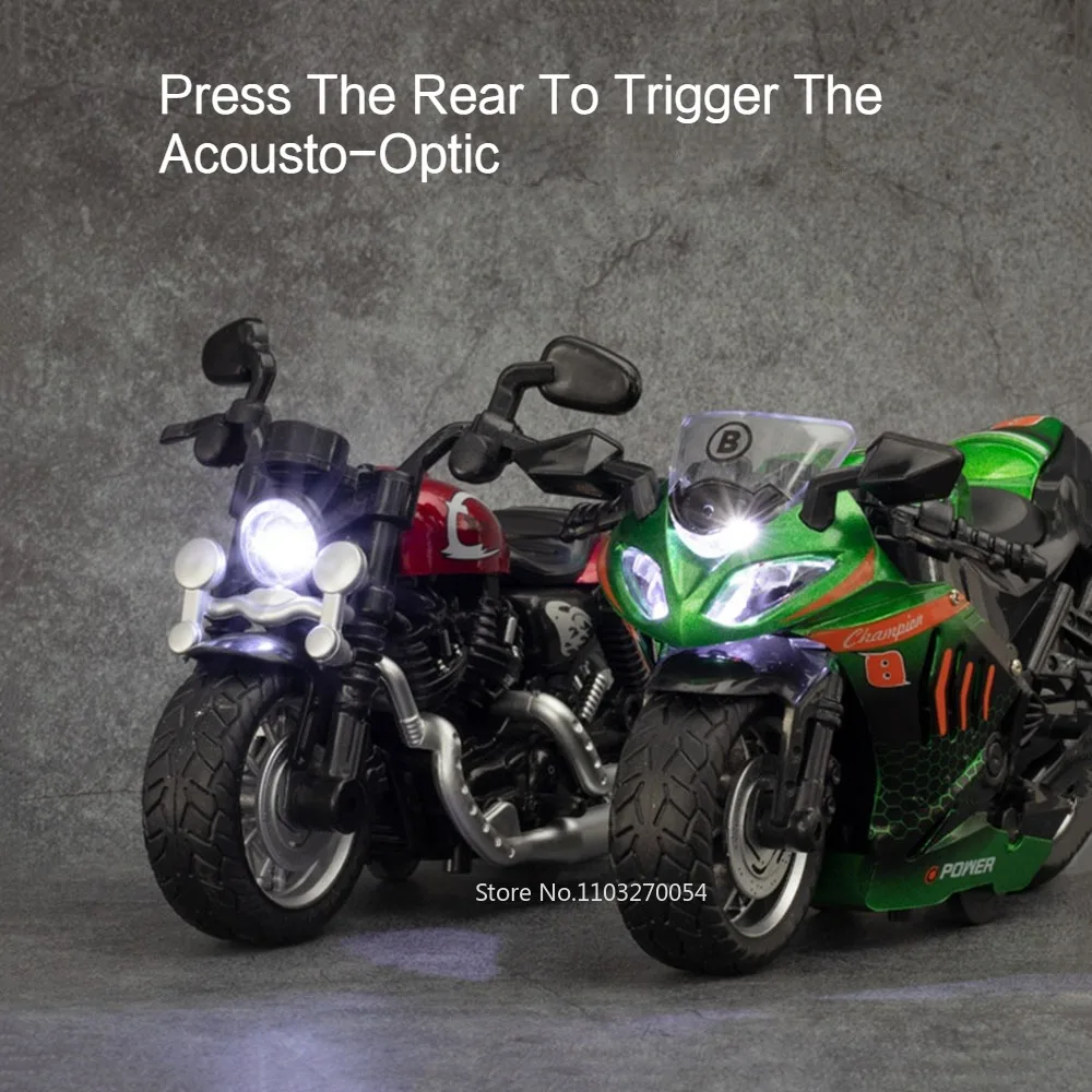 1/12 Kawasaki NIJIA ZX-6R รถจักรยานยนต์รถของเล่นโลหะผสม Diecast Q-รุ่นด้านหน้าหมุนยางยางเสียงของขวัญสําหรับเด็ก