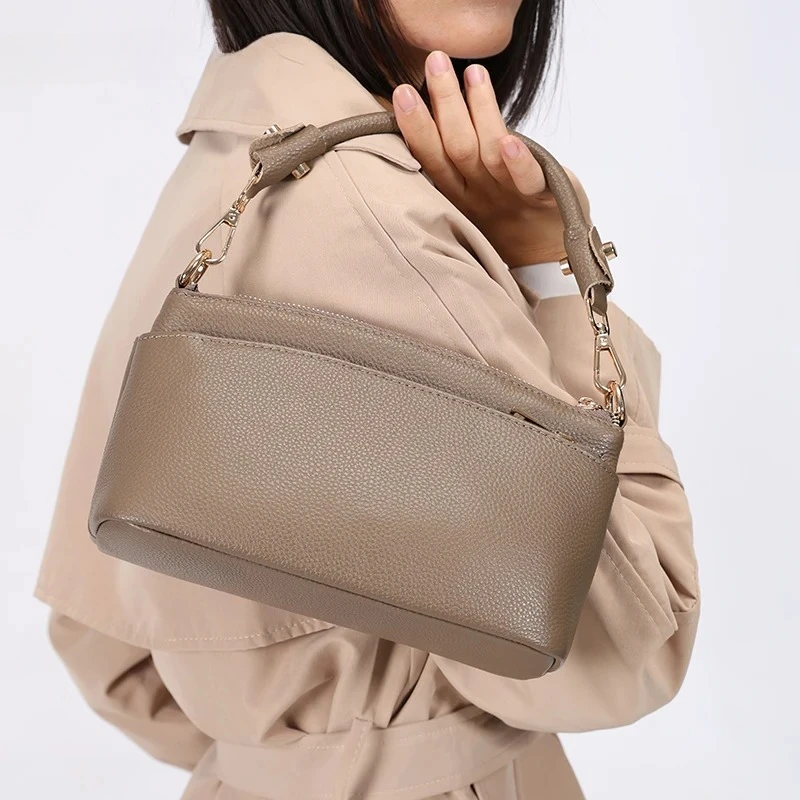 Women Cowhide Genuine Leather Shoulder Bag Ladies Luxury Designer Fashion Retro Bags Female Cow Real Leather Handbag for Lady