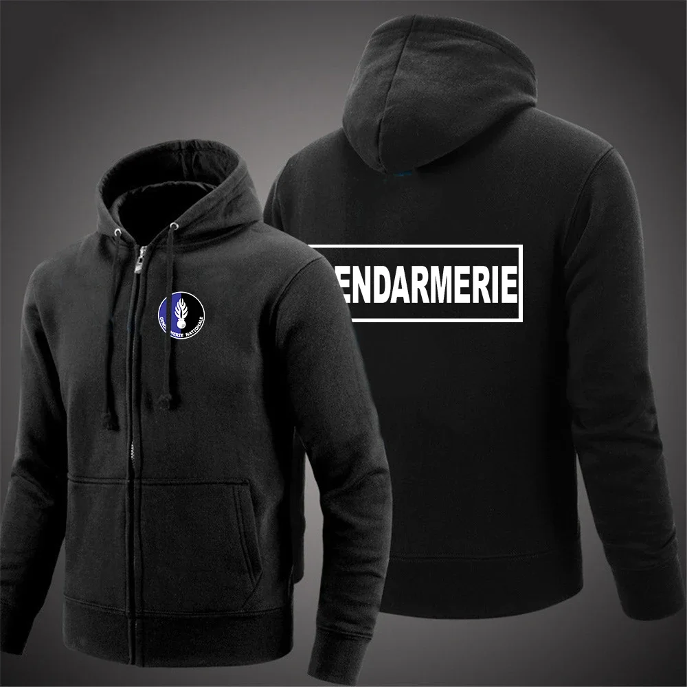 

French Gendarmerie PSIG 2024 Men Hoodie Autumn Coat Solid Color Zipper Fashion Pullover Comfortable Sweatshirt Harajuku Top