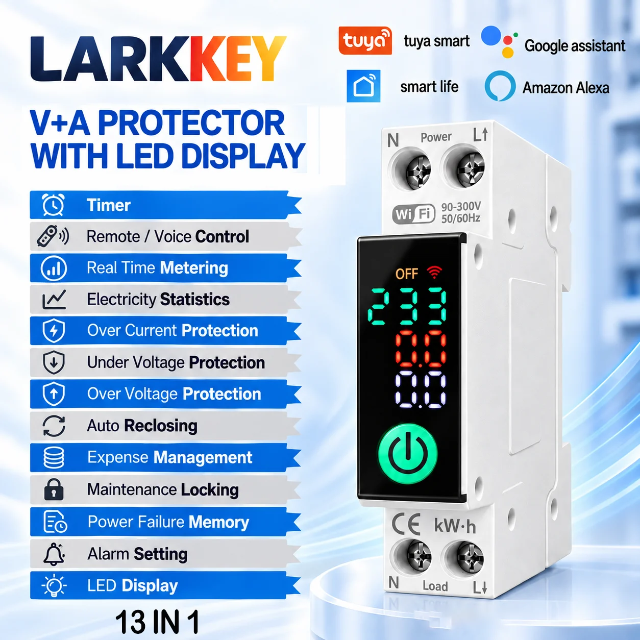 Tuya WiFi Smart Circuit Breaker kWh Monitoring Timer Prepaid Power Protection Voice Control Switch With Metering for Smart Life
