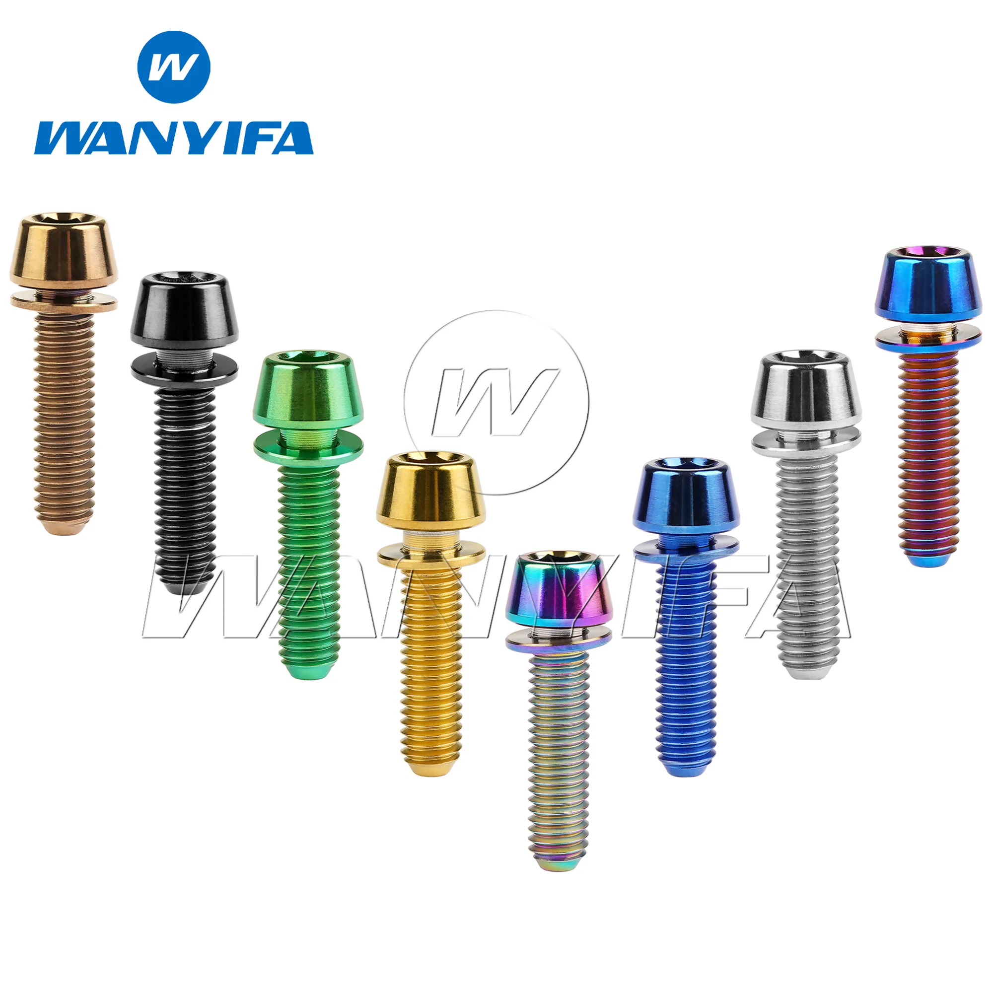 

Wanyifa Titanium Bolt M5/M6x16 18 20 25mm Conical Head Ti Screws with Washer for Bicycle Stem