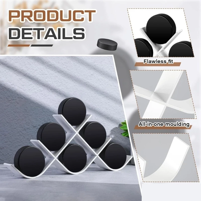 

6 Slots Holder Hockey Puck Display Stand for 6 Pucks Hockey Easily to Install