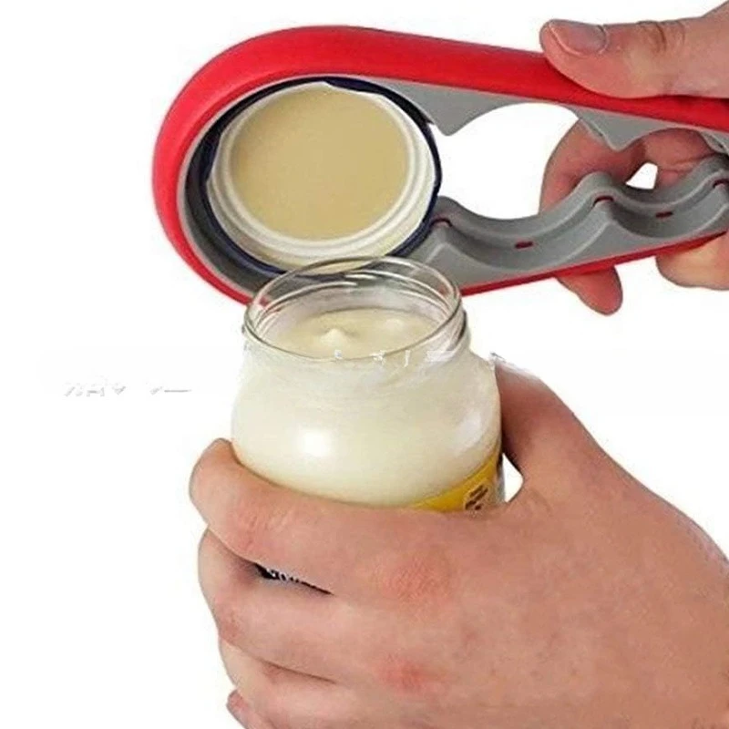 فتاحة علب متعددة الوظائف أربعة في واحد فتاحة زجاجات المشروبات غطاء الإعصار أربعة مواضع يمكن فتاحة غطاء مضاد للانزلاق الإعصار #5