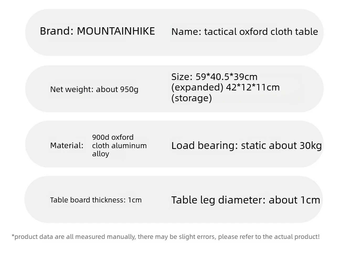 MOUNTAINHIKE Camping-Klapptisch aus Aluminiumlegierung, leichter Tisch aus 900D-Oxford-Stoff, tragbare Touristentische für Picknick im Freien – Detail 12
