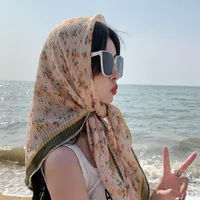 Spring Autumn Cotton Linen Scarf Women's Fashionable Head Wrap Thin Style Summer Sun Protection Shoulder Shawl Versatile 90x90
