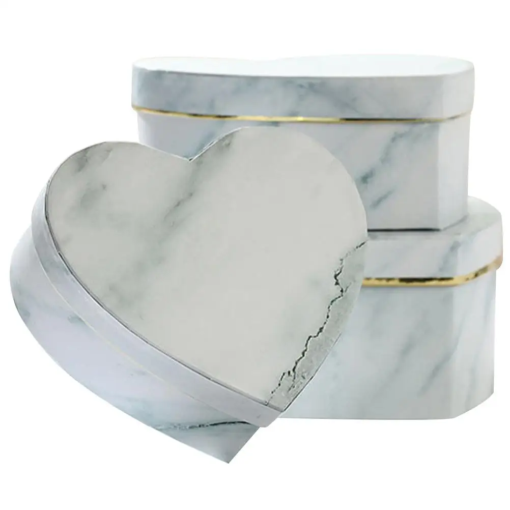

3 Pcs Heart Shaped Gift Boxes Marble Coated Paper Valentine Christmas Present Bride Small Flower Box Arrangement C y Jewelry
