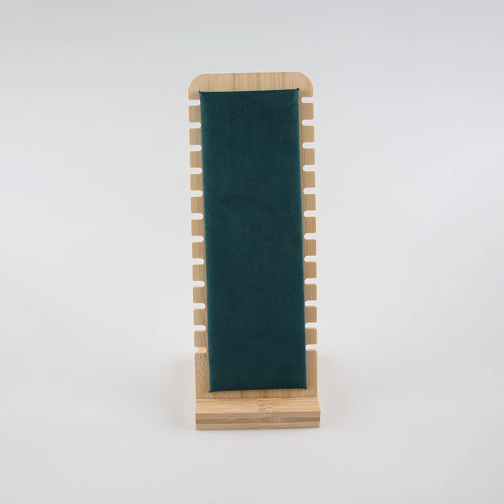 الخيزران الخشب مجوهرات عرض موقف مستطيل انفصال KD ضربة أسفل قلادة خشبية تظهر الرف مجوهرات حامل مُنظِم الرف #2