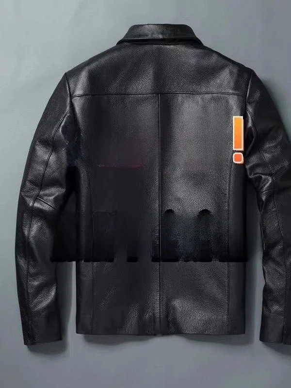 

Мужская куртка из натуральной кожи с верхним слоем из натуральной яловой кожи, мягкая кожа, повседневная куртка с воротником, верхняя одежда большого размера, повседневная деловая одежда