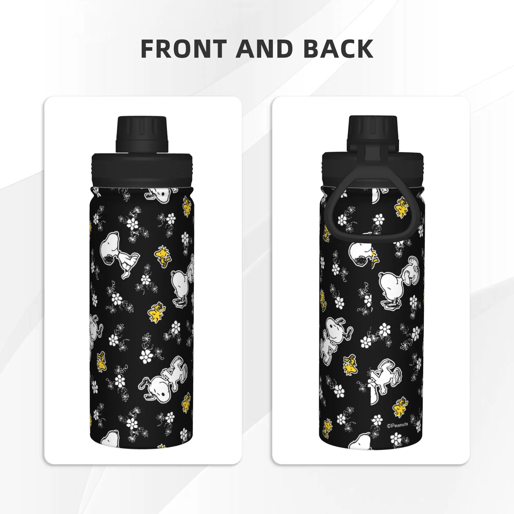 S-Dog-Snoopies Cartoon Fun Flowers 18OZ Sports Insulated Kettle  Coffee Cups Vacuum Flask Outdoor Mug Water Bottle view 3