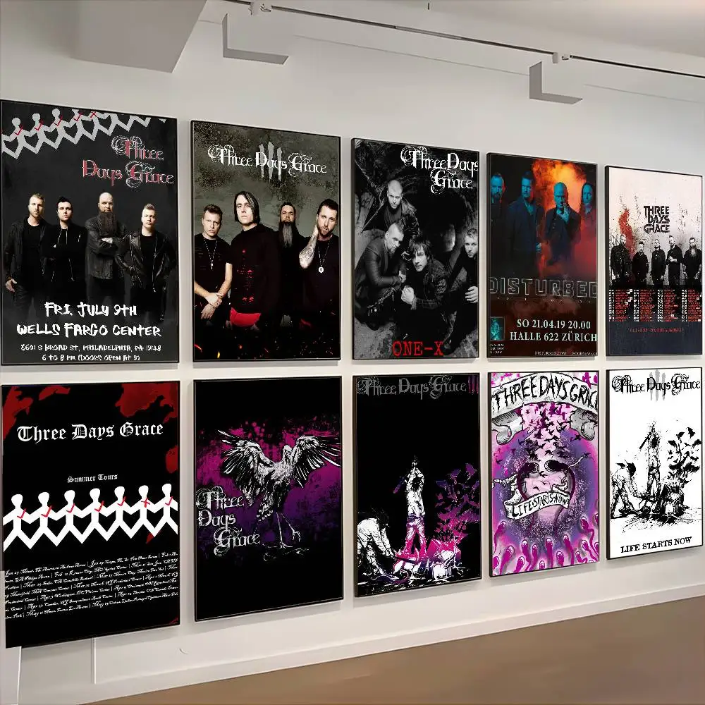 ملصق روك باند T-Three Days Grace عالي الدقة جدار لاصق مقاوم للماء لغرفة المعيشة المنزلية وغرفة النوم والديكور الجمالي