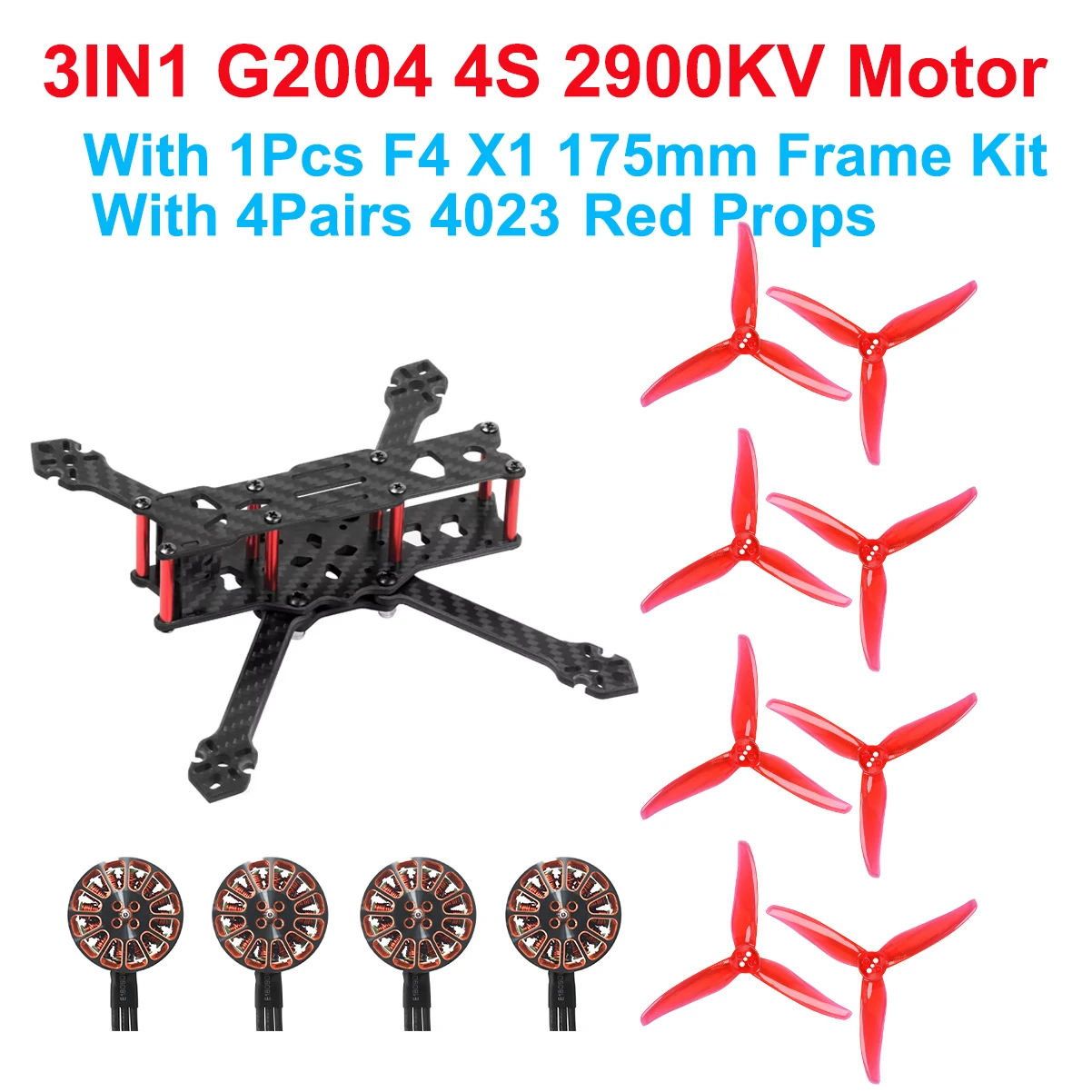 DIY F4 X1 175mm Carbonfaser-Rahmenset mit 4023 Propellern G2004 2900KV 4S Bürstenlose Motoren für DIY RC Drohnen-Fluggeräte – Detail 15