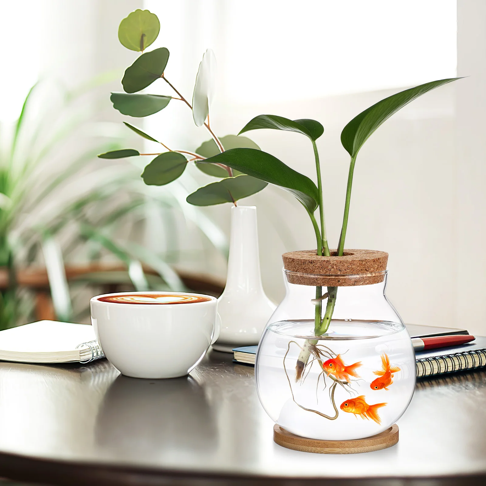 

Glass Fish Tank Betta Bowl for Desk Hydroponic Heater Kids Plant and Terrarium Bowls Propagation Jar Child