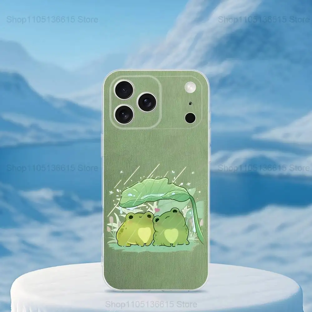 Funda de teléfono con dibujos de rana de arte bonito para iPhone 16,15,14,13,12,11,17 Pro,Max,Plus,X,XS,XR,SE,Mini funda suave transparente