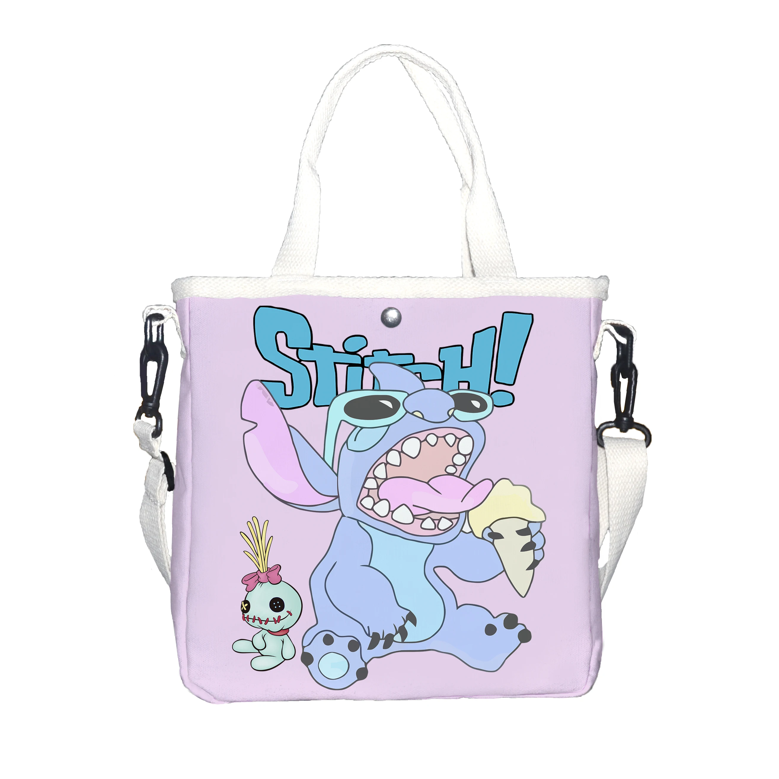 

A Stitch ice cream themed printed cute canvas bag, suitable for commuting, daily leisure use