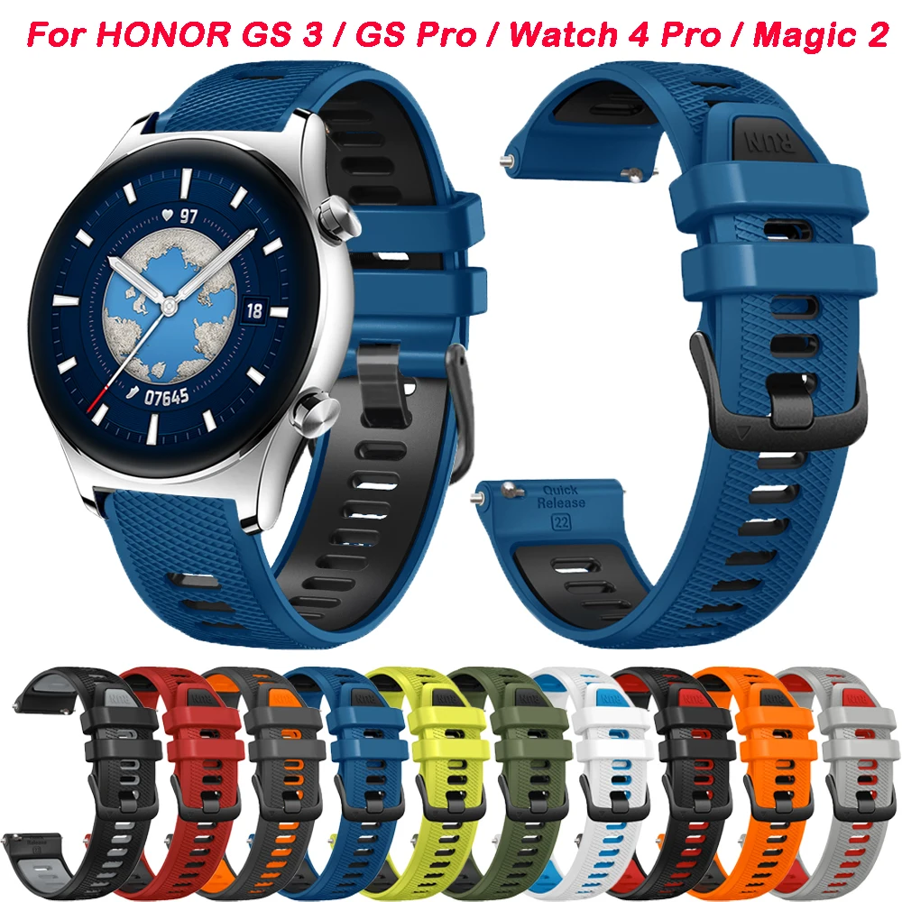 22mm Soft Silicone Strap For HONOR Watch GS 3/GS Pro Wristband For Honor Watch 4 Pro/MagicWatch 2 46mm Bracelet Smartwatch Band