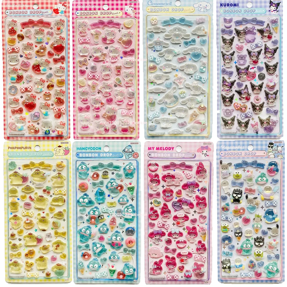 キティ猫クロミシナモロール 3D ステッカー透明ゼリークリスタル装飾ステッカー電話ケース DIY KidToy