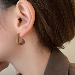 Classic C Shape Statement Drop Earrings for Women Party Trendy Jewelry Elegant Beige Brown Open Square Dangle Earrings Gift