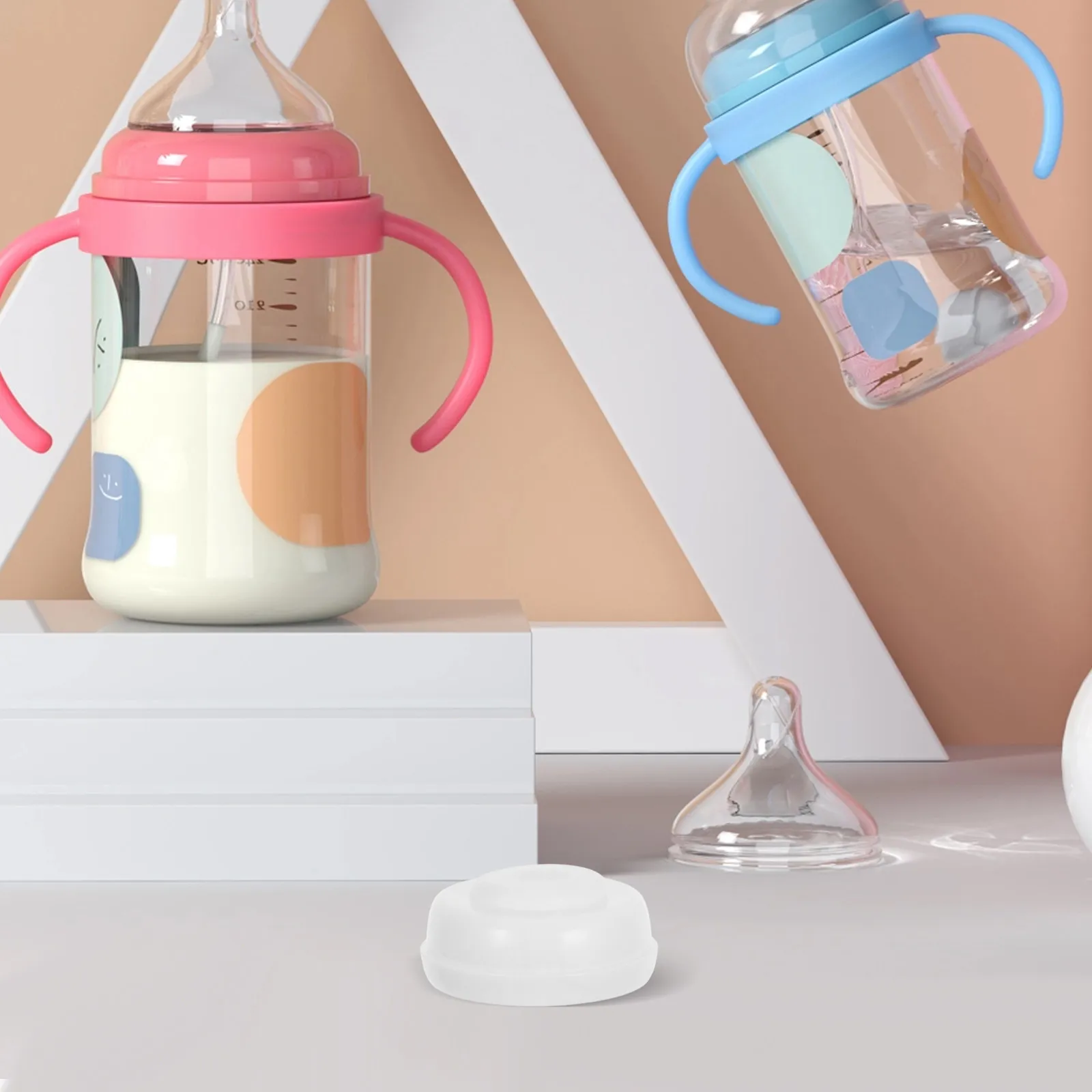 1Set Silicone Sealing Discs and Leak-Proof Caps for Milk Bottles Extended Freshness Reusable Labeling Surface Travel