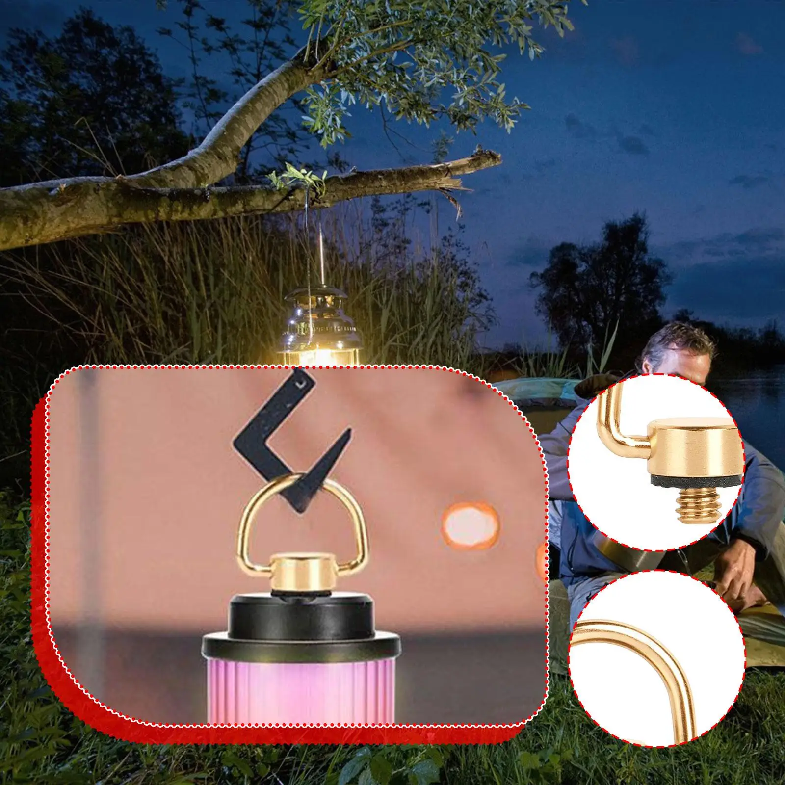 

LED Camping Light Hanger D Ring Accessory Sturdy Stainless Steel Easy Install Remove Parts Heavy Duty Attachment Lamp Loop