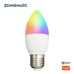 Zemismart Tuya Zigbee 3.0 Led Light Bulb E27 5W Smart Candle Bulb RGBW Dimmable Lamp Smart Life APP Alexa Google Home Decoration