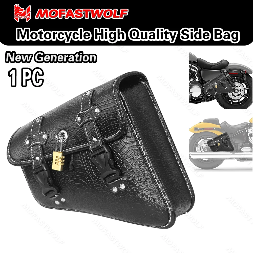 Motorcycle Swingarm Bag Left Side Solo Bag Retro Leather Swing Arm Bags for Softail Models Dyna Low Rider Motorcycle Accessories