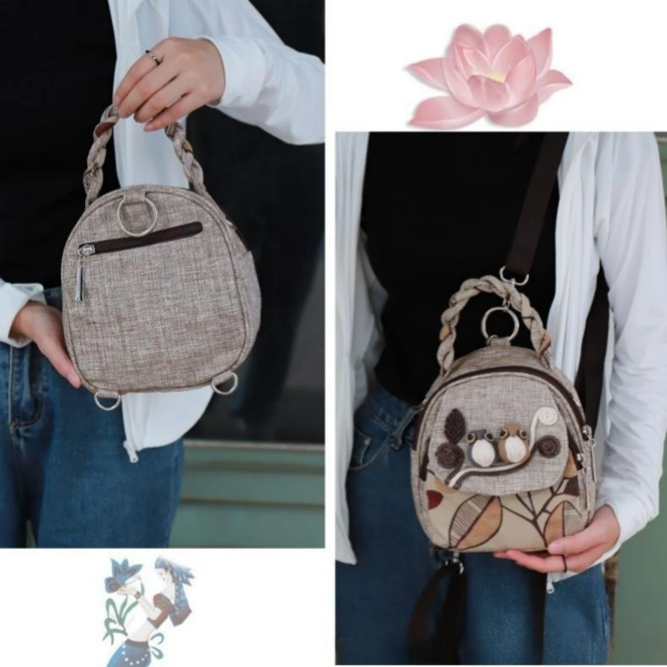 Imagem -05 - Mochila Feminina Tridimensional Casual Ombro a Costas Bolsa Crossbody Portátil Telefone Móvel Pequeno Carteira Zero Versátil Bolsa Feminina